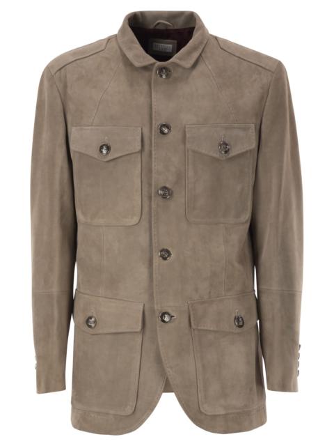 Brunello Cucinelli Brunello Cucinelli Men Suede Leather Safari Jacket With Patch Pockets