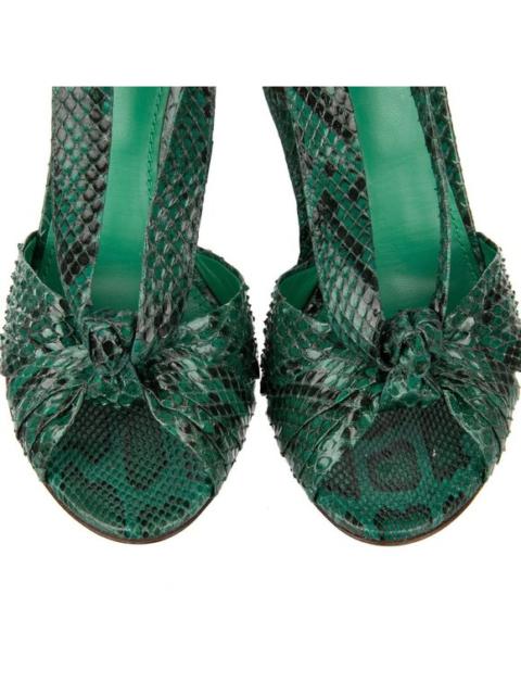 Dolce & Gabbana Tropical Snake Heels Pumps Sandals KEIRA Green Beige 09445
