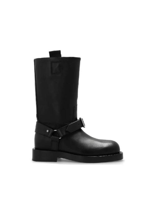 Burberry Open Box - Burberry Buckled-Strap Saddle Leather Boots, Brand Size 37.5 ( US Size 7.5 )