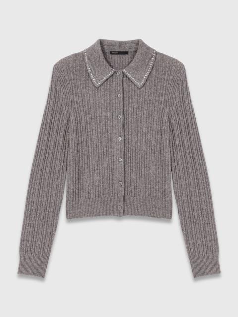 maje Rhinestone collar cardigan