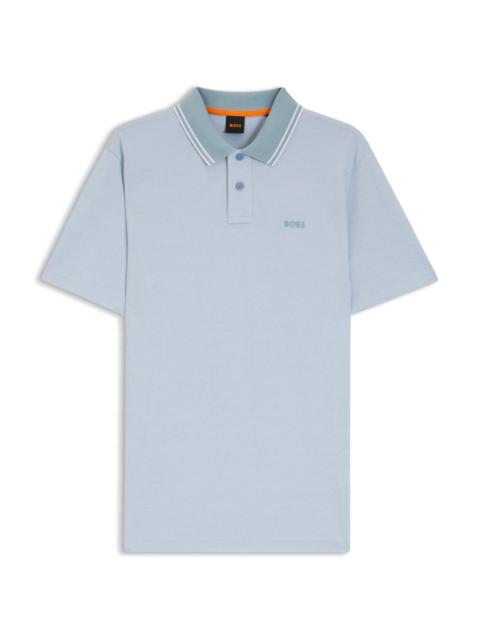 BOSS COTTON-PIQUÉ POLO SHIRT WITH ALL-OVER PRINT