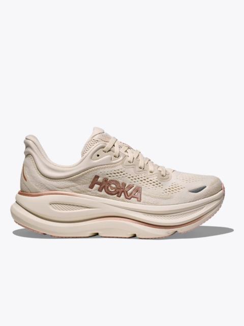HOKA Women's Bondi 9 Shoes in Oat Milk/Rose Gold