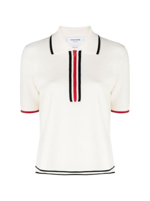 RWB-striped virgin wool polo shirt