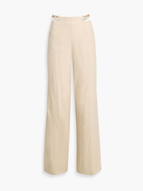 Cult Gaia Sosana chain-embellished linen-blend wide-leg pants