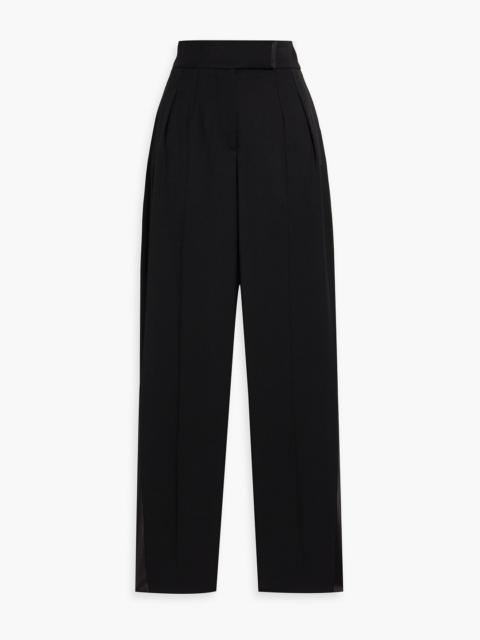 TOM FORD Satin-trimmed grain de poudre wool tapered pants