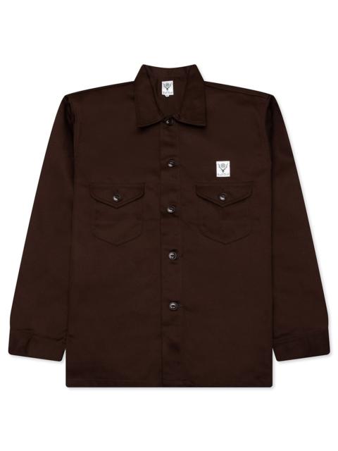 South2 West8 SMOKEY TWILL SHIRT - BROWN