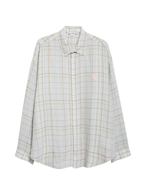 Acne Studios Acne Studios Setar Plaid Button-Up Shirt in Grey/Pink at Nordstrom