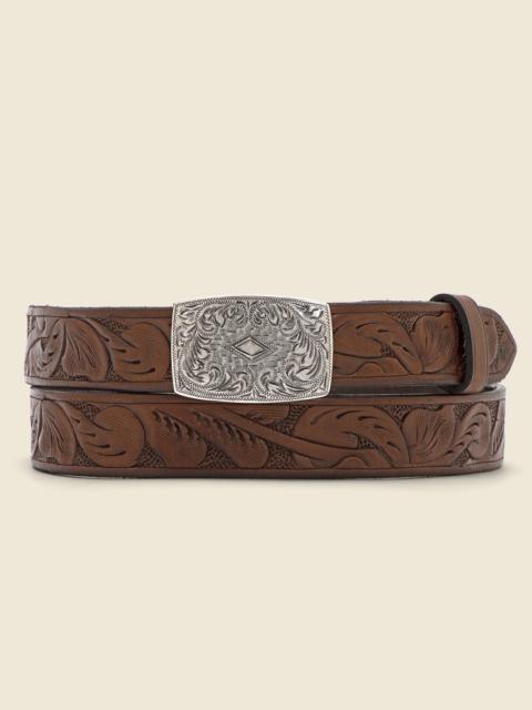 RRL by Ralph Lauren Coleman Tooled Leather Belt - Brown