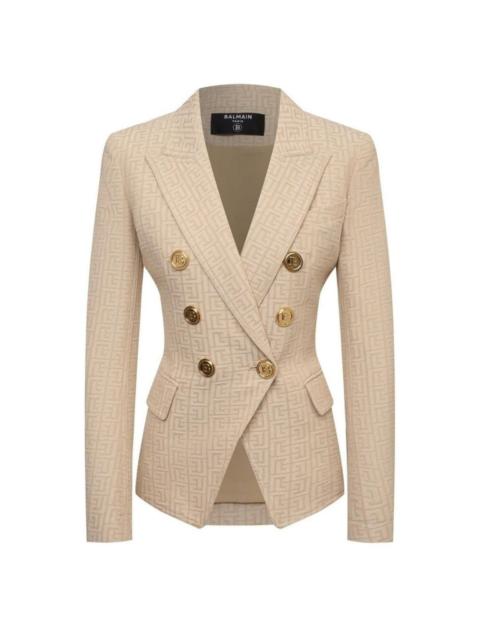 Balmain Monogram Jacquard Double Breasted Jacket