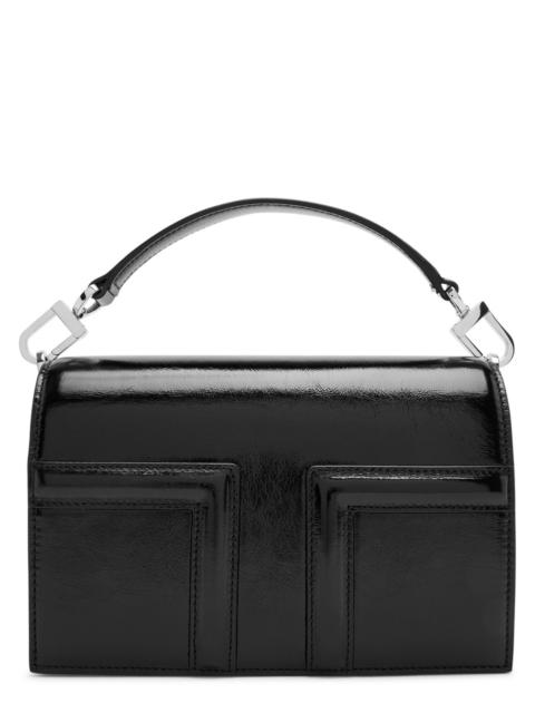 T-Flap mini patent leather top handle bag