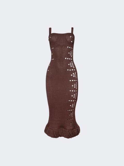 diotima Moore Fringed Cut-out Dress Coffee
