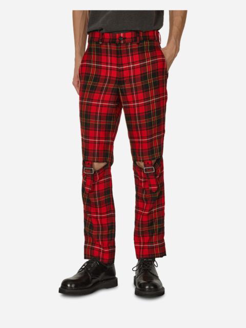 BLACK COMME des GARÇONS Tartan Knee Buckle Detail Pants Red