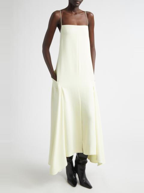 BRANDON MAXWELL Brandon Maxwell The Darby Crepe Midi Dress in Lemon Ice at Nordstrom