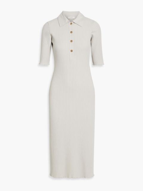 Other Designers Ribbed cotton-blend midi shirt dress