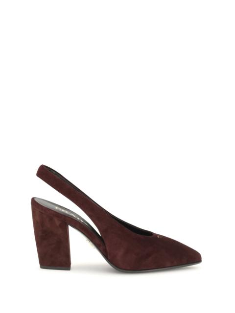 Prada Prada Slingback Suede Pumps Bordeaux Women