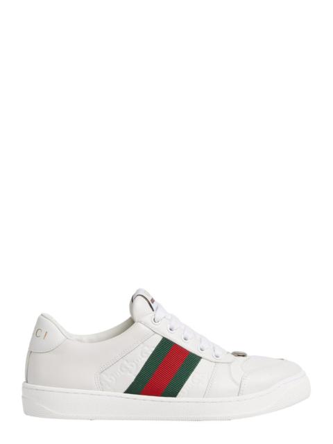 GUCCI Gucci Men 'Screener' White Low Top Sneakers With Web Detail In Leather Man