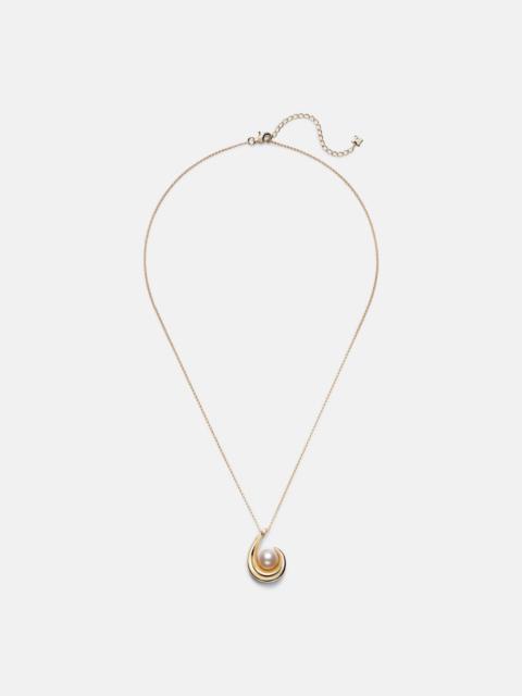MATEO Pearl Curl 14kt gold pendant necklace with freshwater pearl