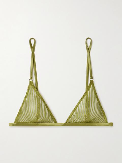 KIKI DE MONTPARNASSE Silk-blend Satin-trimmed Embroidered Tulle Soft-cup Triangle Bra