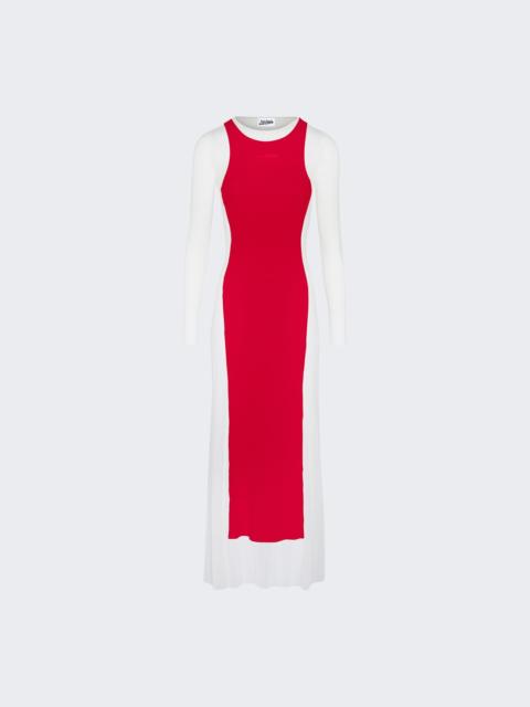 Jean Paul Gaultier Petit Grand Mesh Long Dress White And Red