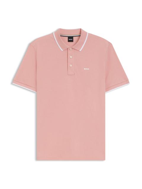 BOSS COTTON-PIQUÉ POLO SHIRT WITH CONTRAST TIPPING