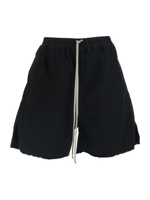 Rick Owens DRKSHDW Drkshdw Men Black Shorts With Elasticated Drawstring Waist And Zip At The Back In Cotton For Men