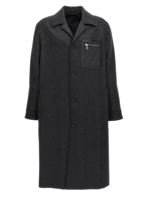 Fendi Men Single-Breasted Cashmere Coat