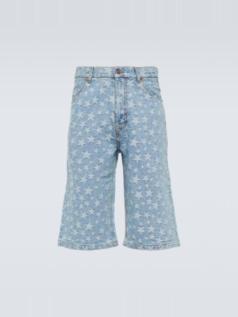 ERL Jacquard cotton denim shorts
