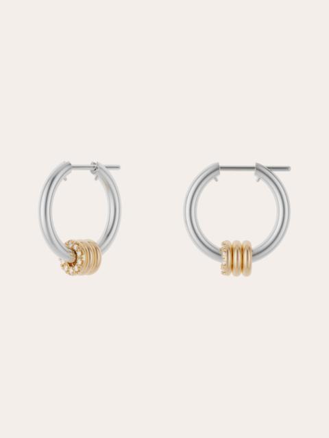 Spinelli Kilcollin Ara 18K Gold Sterling Silver and Diamond Hoop Earrings