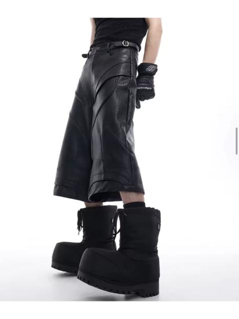 Other Designers Japanese Brand - ⚔️ Avant-Garde Style PU Leather Padded Moto Shorts