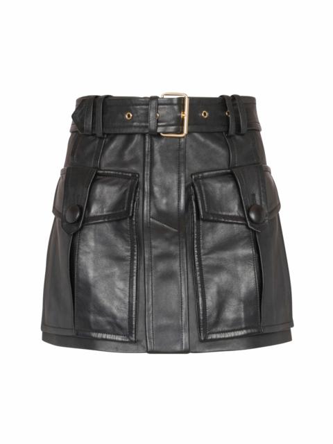 Balmain Balmain Short lambskin skirt in Black at Nordstrom