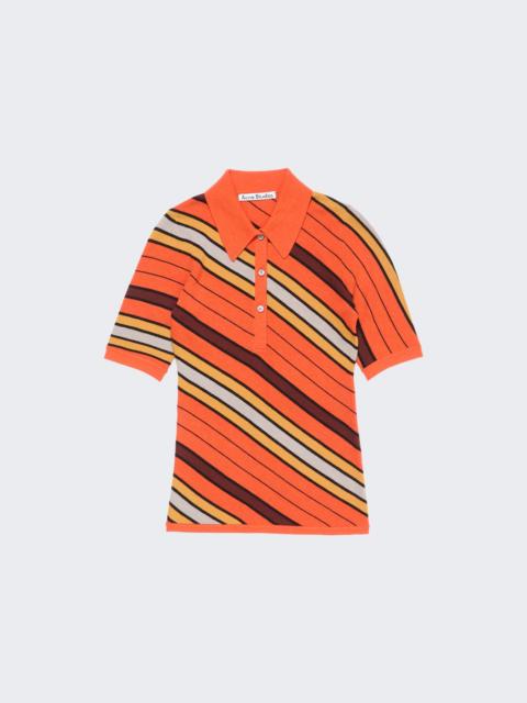 Acne Studios Wool Knit Polo Top Orange