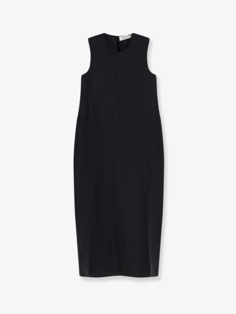 RÓHE Rohe Hourglass Linen Silk Blend Long Dress Black