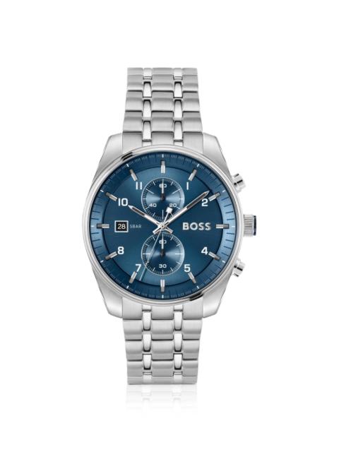 BOSS STEEL-BRACELET WATCH WITH BLUE DIAL