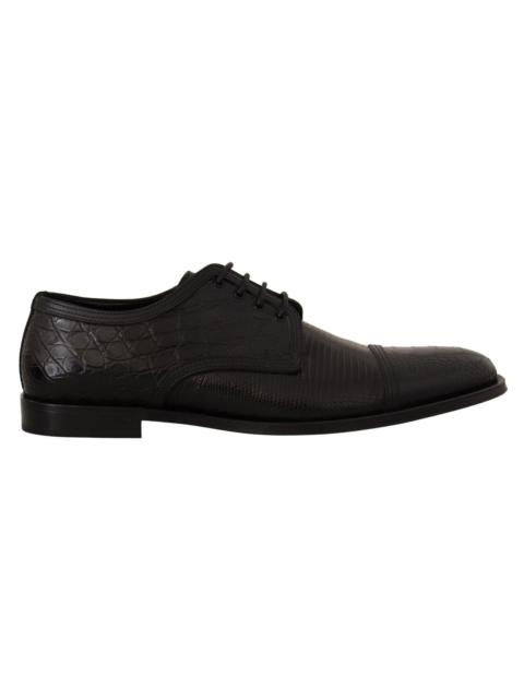 Dolce & Gabbana Black Exotic Leather Lace Up Formal Derby Shoes