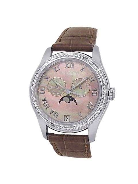 Pre-owned Patek Philippe Complications Diamond Black Mother of Pearl Dial Ladies Watch 4936G-001