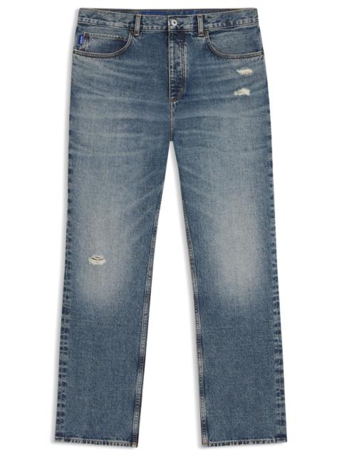HUGO BAGGY-FIT JEANS IN BLUE DISTRESSED DENIM