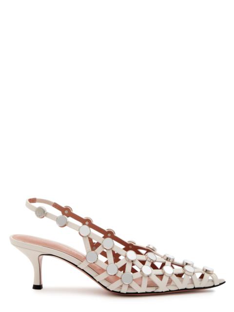 THE ATTICO The Attico Grid 50 Mirror-embellished Leather Slingback Pumps