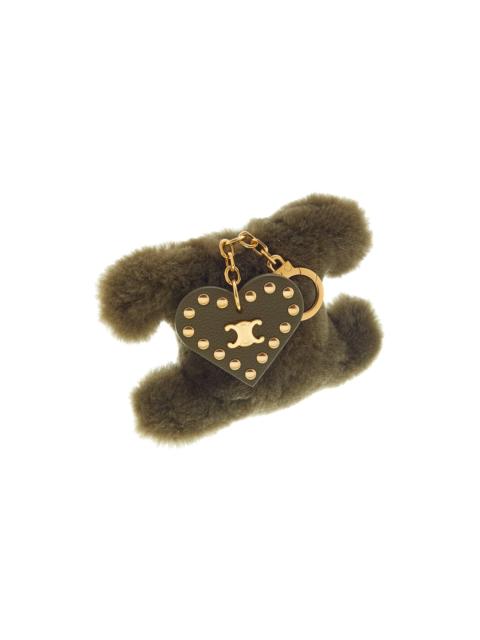 CELINE CELINE Triomphe Shearling & Leather Pom-Pom Charm