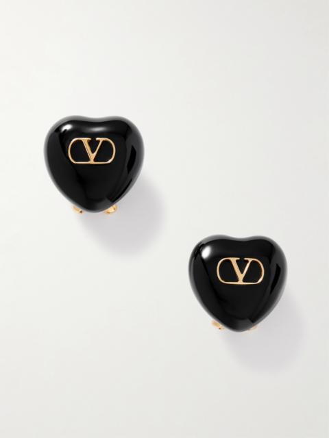 Valentino Cuore Gold-tone And Resin Clip Earrings