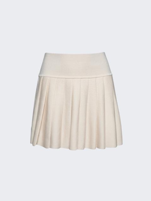 AMIYA Heritage Pleated Wool Mini Skirt Cream