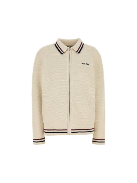 Miu Miu MIU MIU Ivory Stretch Crochet Cardigan New & Authentic (Wome