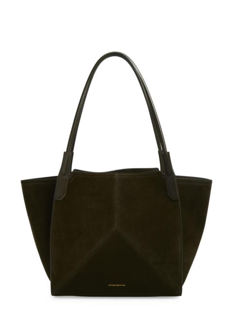 Victoria Beckham Victoria Beckham Small Victoria Suede Tote in Dark Olive at Nordstrom