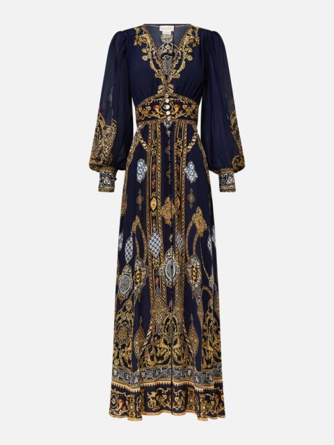 CAMILLA SHAPED WAISTBAND DRESS WITH GATHERED SLEEVES