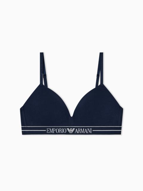 EMPORIO ARMANI ASV ORGANIC-COTTON, PADDED TRIANGLE BRA WITH LOGO UNDERBAND