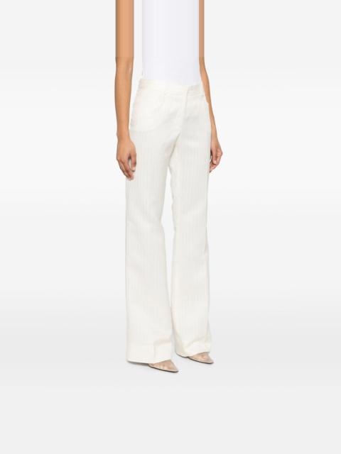 pinstriped tailored trousers