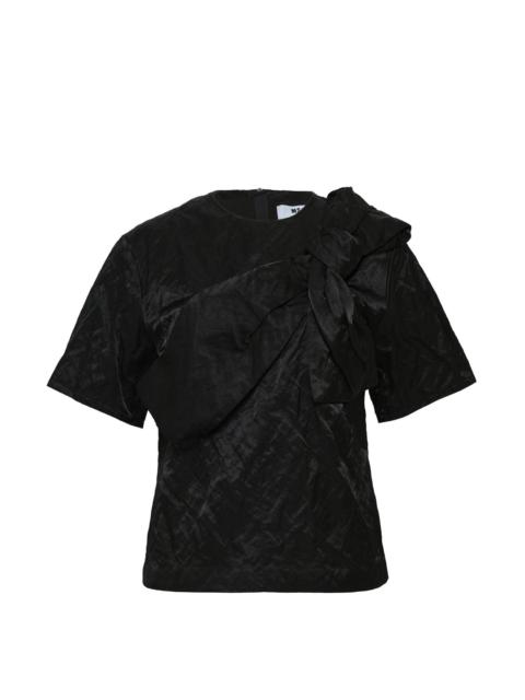 MSGM Blusa Diagonal Ribbon Detail Top