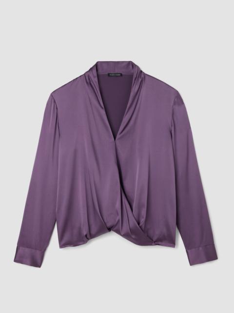EILEEN FISHER Stretch Silk Charmeuse Wrap Top