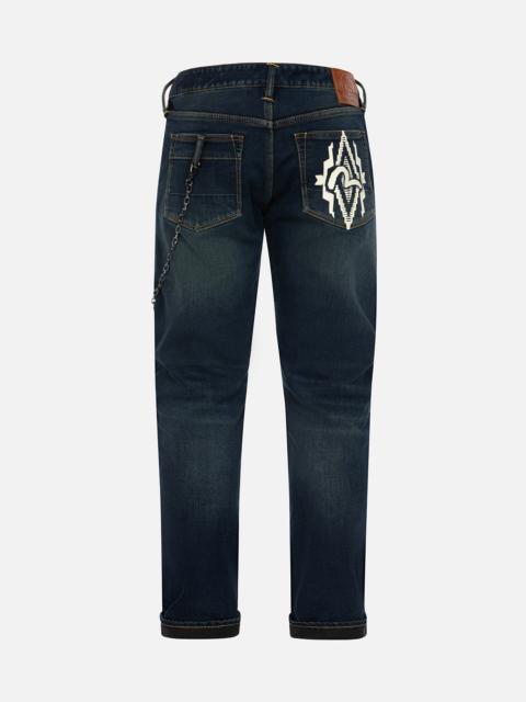 EVISU Navajo Style Tapestry Seagull Print Pocket Carrot Fit Jeans #2017