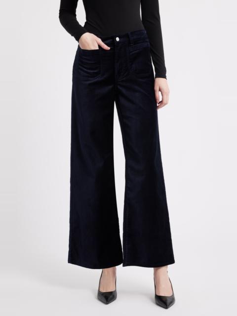 FRAME FRAME Le Slim Palazzo Velveteen Pants in Navy Velvet at Nordstrom