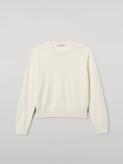 Johnstons of Elgin Lunan White Classic Cashmere Crew Jumper